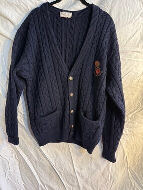 VINTAGE Gucci Dark Blue Cable Knit Cardigan
